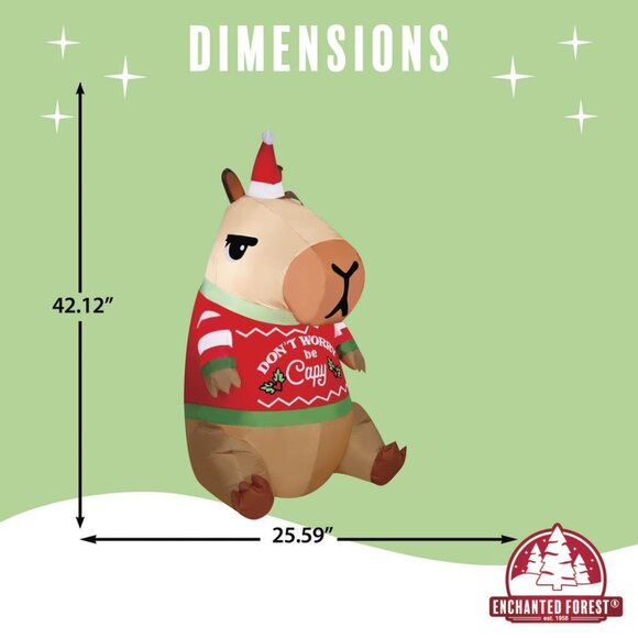 3.5 FT Capybara Christmas LED Inflatable Light up your Yard Holiday Decor NEW - Picture 5 of 8